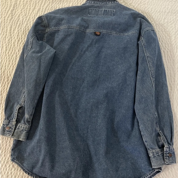 RESULTS Vintage 90’s Thick Distressed Denim Shirt Jacket Size M - Picture 5 of 7